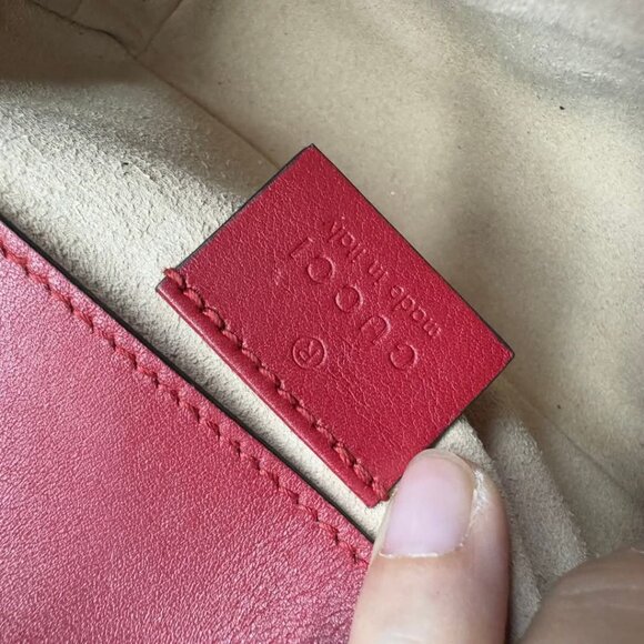 Gucci GG Marmont Super mini Flap Red Leather Shoulder Bag 750-060625 - Picture 15 of 16